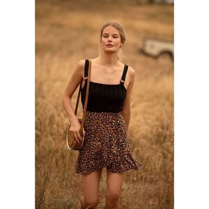 Rails Maci Linen Blend Ruffle Trim Wrap Mini Skirt